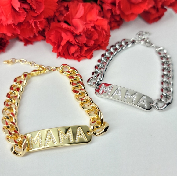 NEW Pave CZ MAMA Curb Chunky Chain Bracelet NWT - Picture 9 of 9